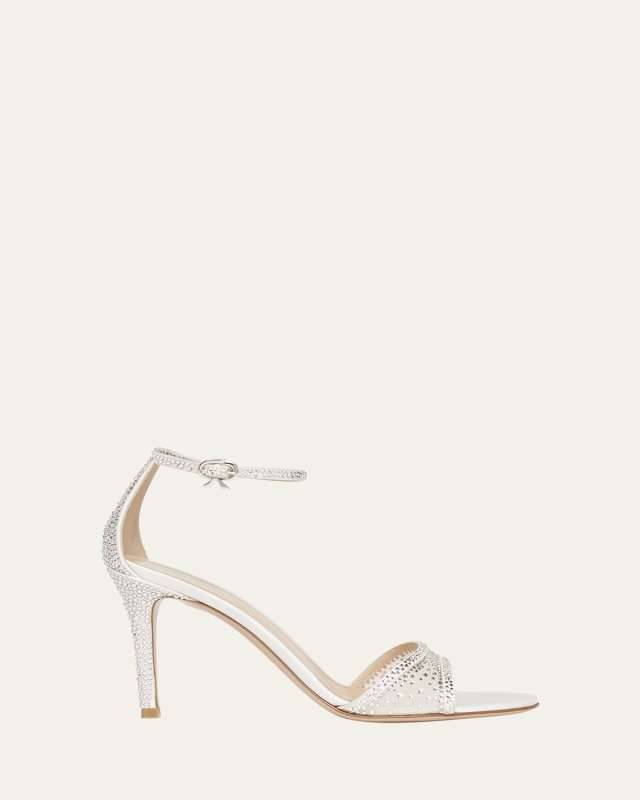 Strass Organza Ankle-Strap Cocktail Sandals